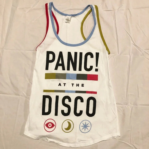 Panic at the Disco  Tri Colour Ringer Tank Large Band Shirt - Picture 1 of 11